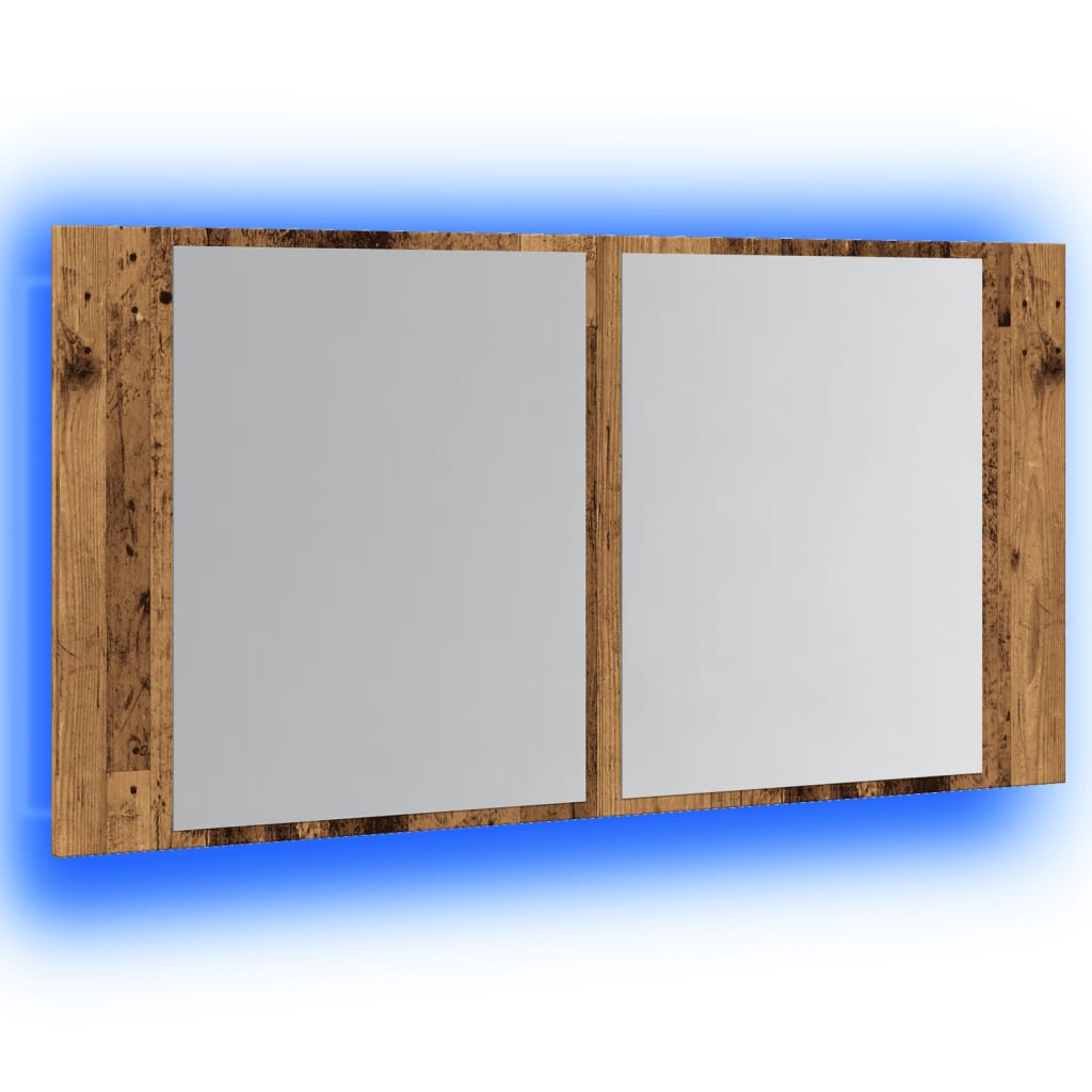 LED Mirror Cabinet Old Wood 90x12x45 cm Engineered Wood - Bend