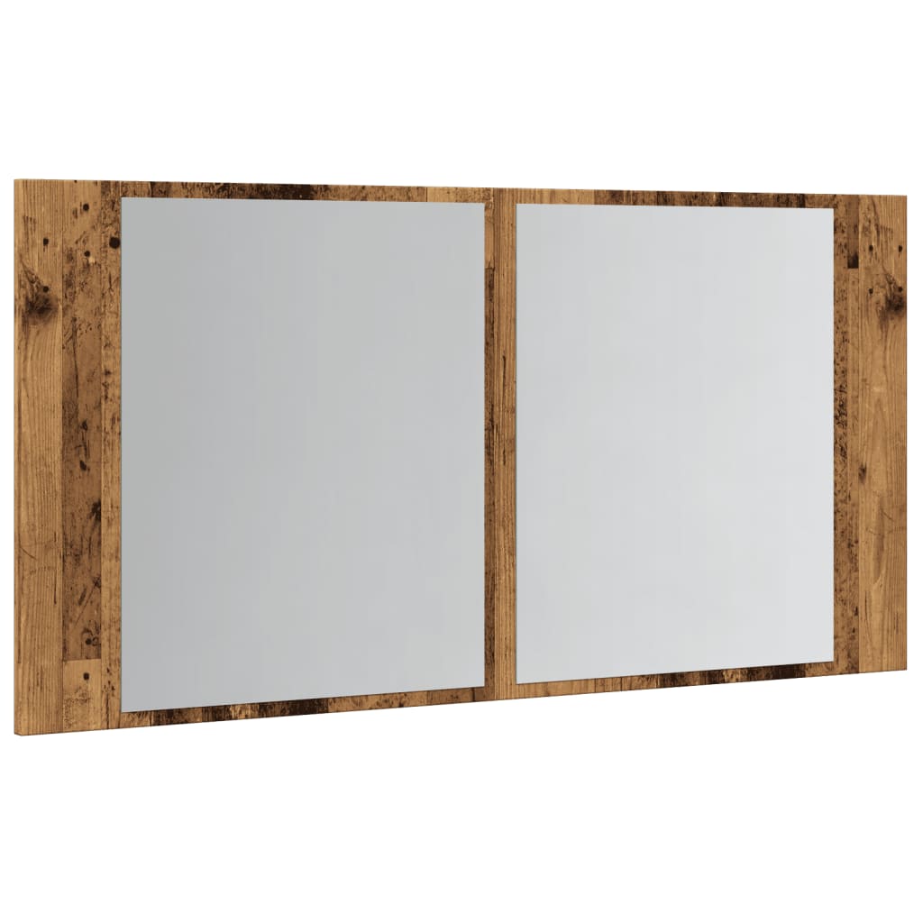 LED Mirror Cabinet Old Wood 90x12x45 cm Engineered Wood - Bend