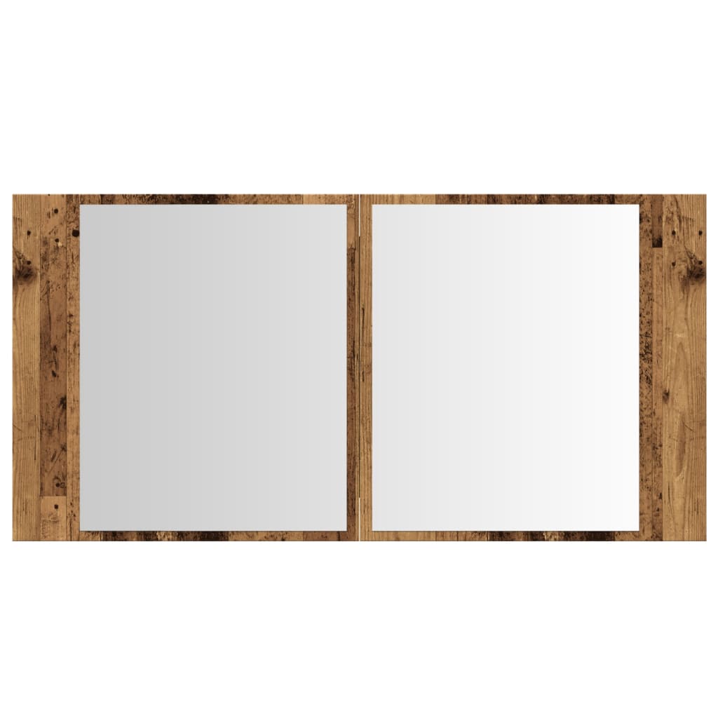 LED Mirror Cabinet Old Wood 90x12x45 cm Engineered Wood - Bend