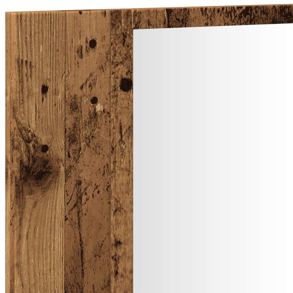 LED Mirror Cabinet Old Wood 90x12x45 cm Engineered Wood - Bend