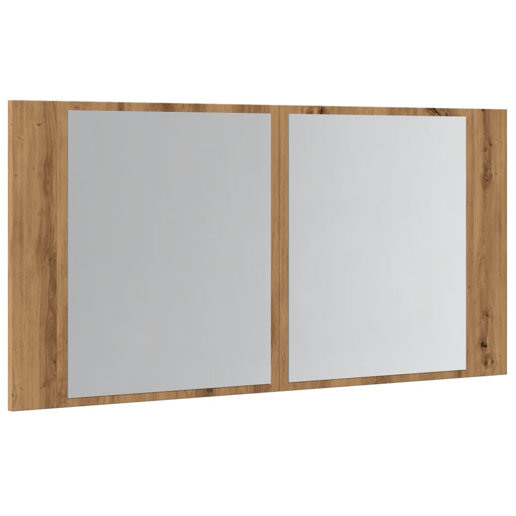 LED Mirror Cabinet Artisan Oak 90x12x45 cm Engineered Wood - Bend