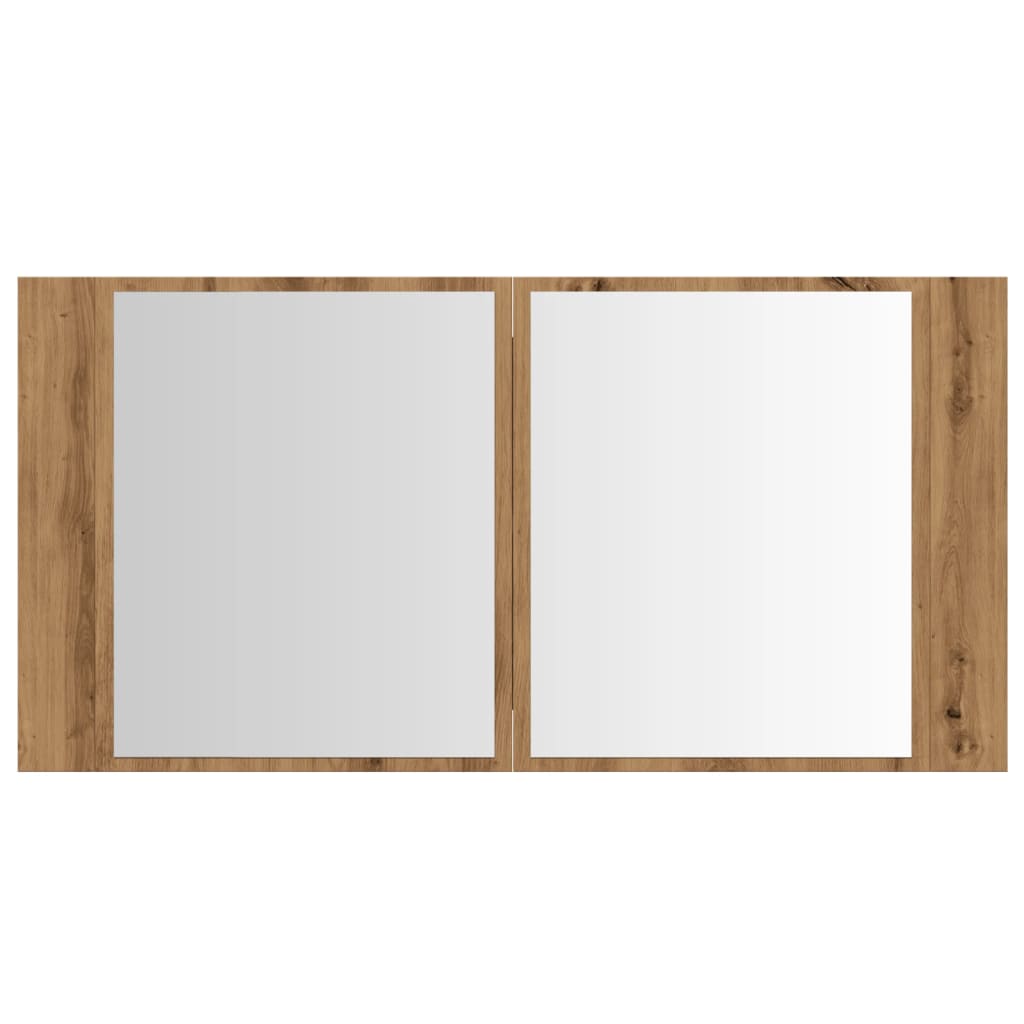 LED Mirror Cabinet Artisan Oak 90x12x45 cm Engineered Wood - Bend