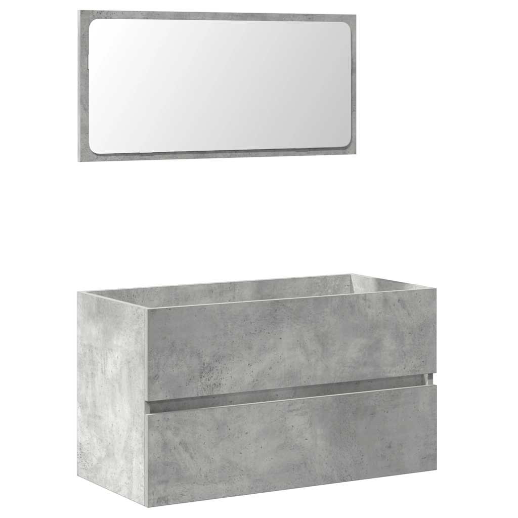 Bathroom Cabinet with Mirror Concrete Grey Engineered Wood