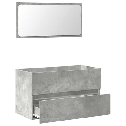 Bathroom Cabinet with Mirror Concrete Grey Engineered Wood