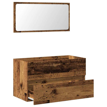 Bathroom Cabinet with Mirror Old Wood Engineered Wood