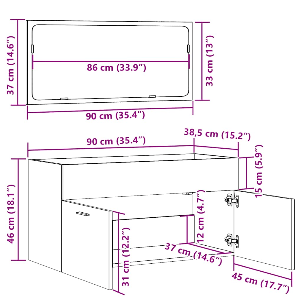 Bathroom Cabinet with Mirror Concrete Grey Engineered Wood