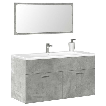 Bathroom Cabinet with Mirror Concrete Grey Engineered Wood