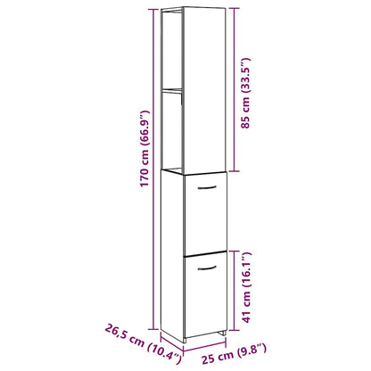 Bathroom Cabinet Old Wood 25x25x170 cm Engineered Wood