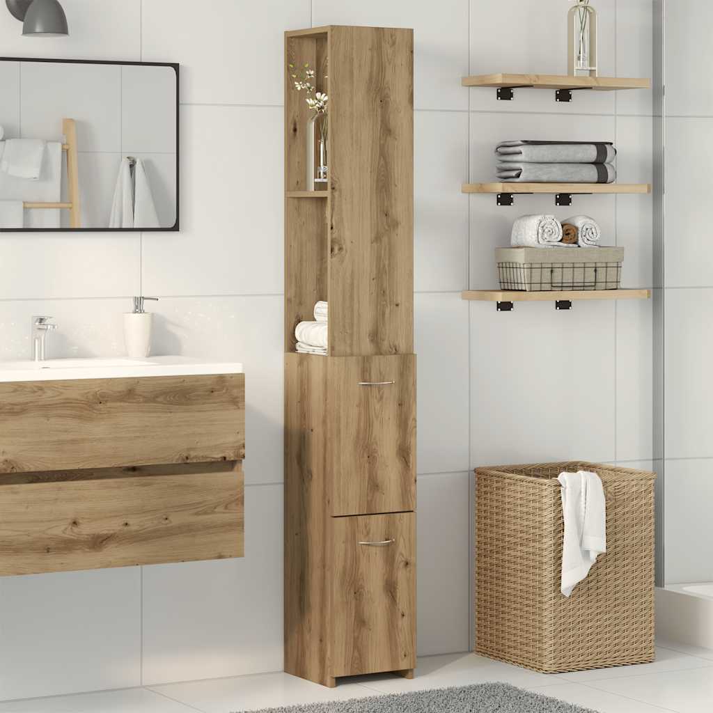 Bathroom Cabinet Artisan Oak 25x25x170 cm Engineered Wood