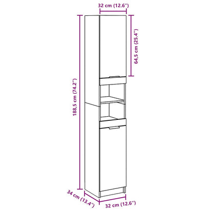 Bathroom Cabinet Concrete Grey 32x34x188.5 cm Engineered Wood - Bend