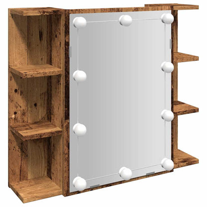 Mirror Cabinet with LED Old Wood 70x16.5x60 cm - Bend