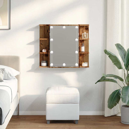 Mirror Cabinet with LED Old Wood 70x16.5x60 cm - Bend