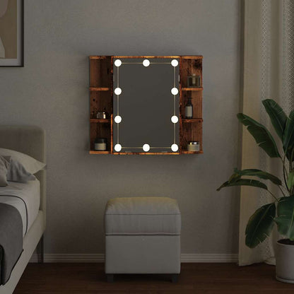 Mirror Cabinet with LED Old Wood 70x16.5x60 cm - Bend