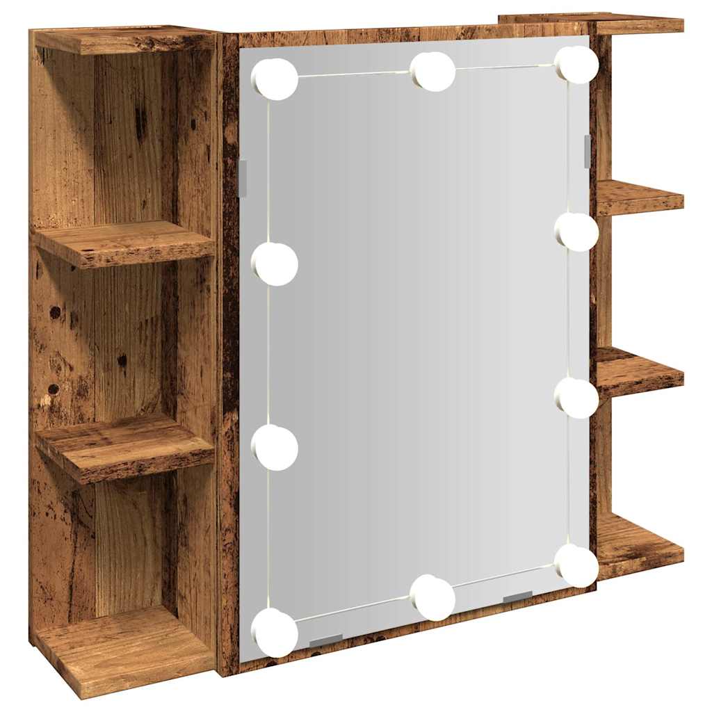 Mirror Cabinet with LED Old Wood 70x16.5x60 cm - Bend