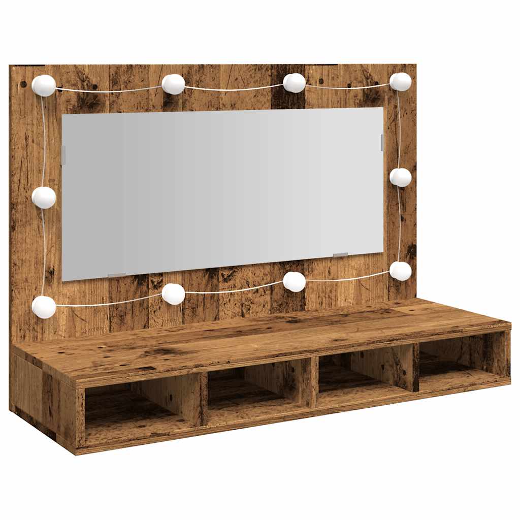 Mirror Cabinet with LED Old Wood 90x31.5x62 cm - Bend