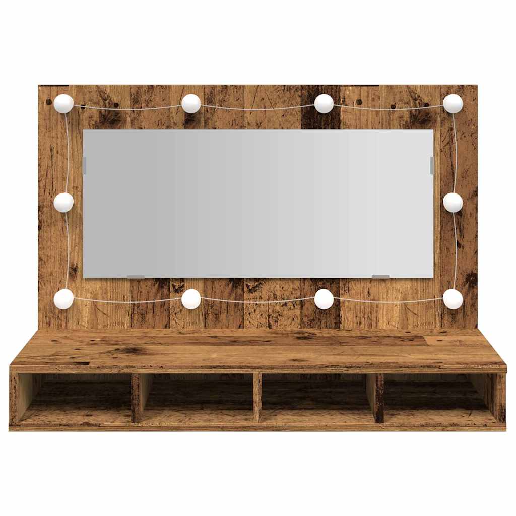 Mirror Cabinet with LED Old Wood 90x31.5x62 cm - Bend