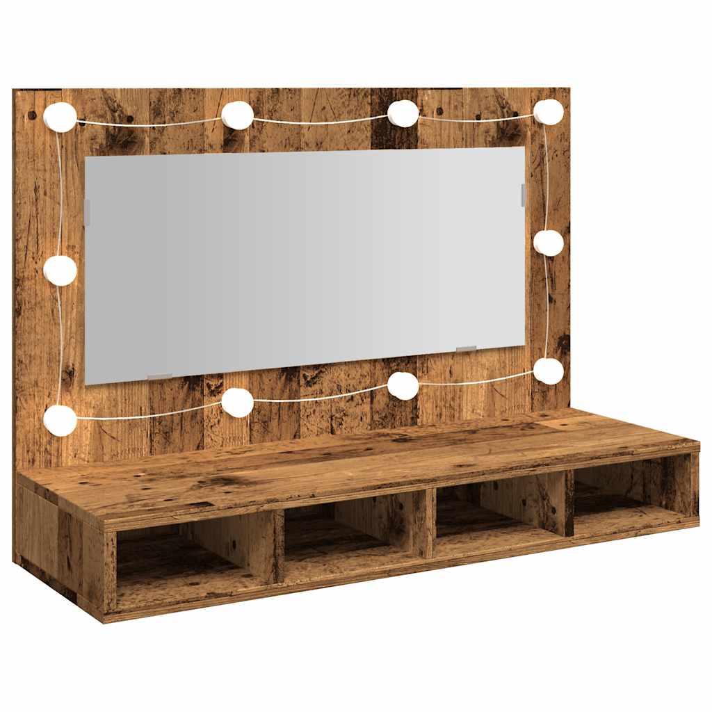 Mirror Cabinet with LED Old Wood 90x31.5x62 cm - Bend