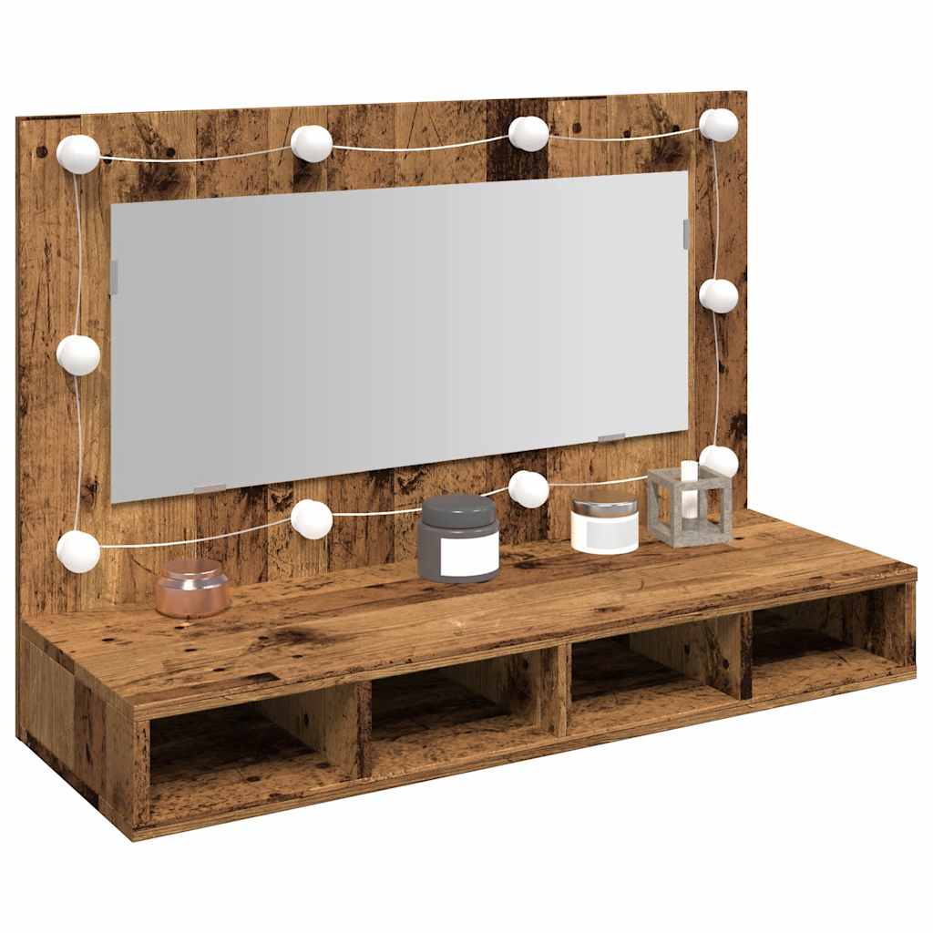 Mirror Cabinet with LED Old Wood 90x31.5x62 cm - Bend