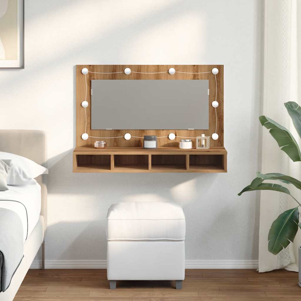 Mirror Cabinet with LED Artisan Oak 90x31.5x62 cm - Bend