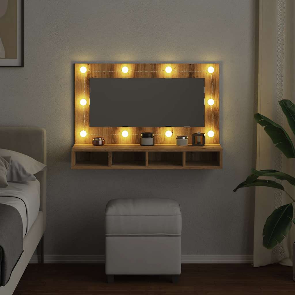 Mirror Cabinet with LED Artisan Oak 90x31.5x62 cm - Bend