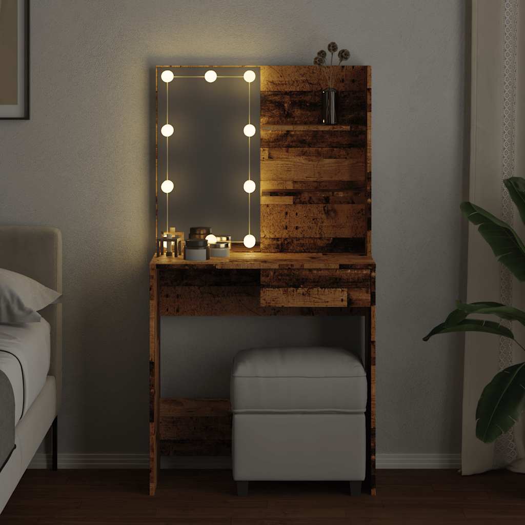 Dressing Table with LED Old Wood 74.5x40x141 cm - Bend