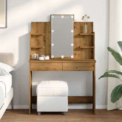 Dressing Table with LED Lights Artisan Oak 96x40x142 cm