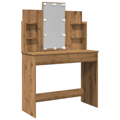 Dressing Table with LED Lights Artisan Oak 96x40x142 cm