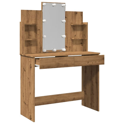 Dressing Table with LED Lights Artisan Oak 96x40x142 cm