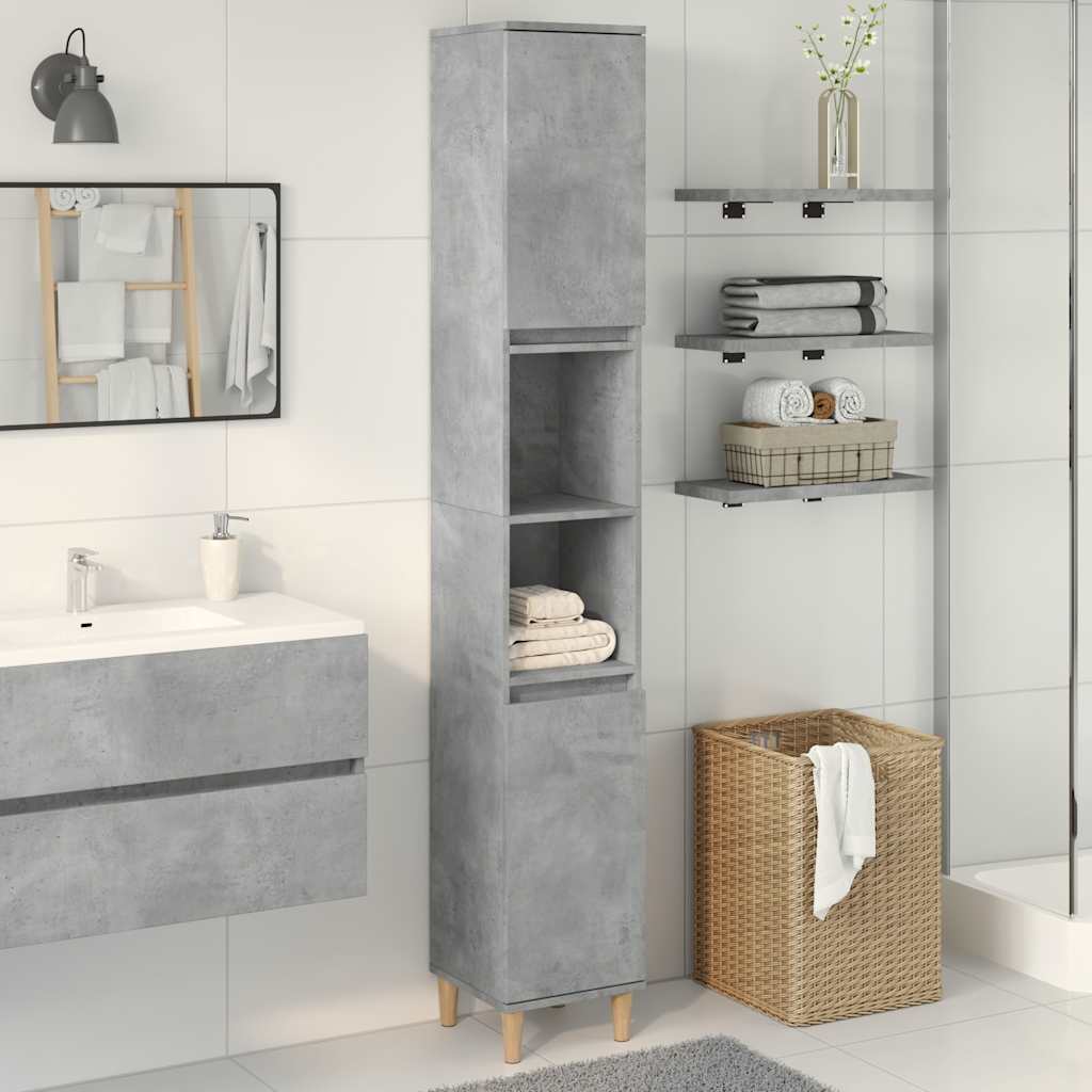 Bathroom Cabinet Concrete Grey 30x30x190 cm Engineered Wood - Bend