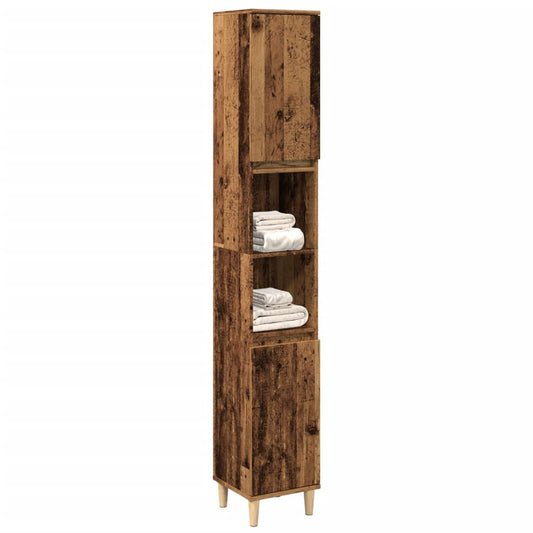 Bathroom Cabinet Old Wood 30x30x190 cm Engineered Wood