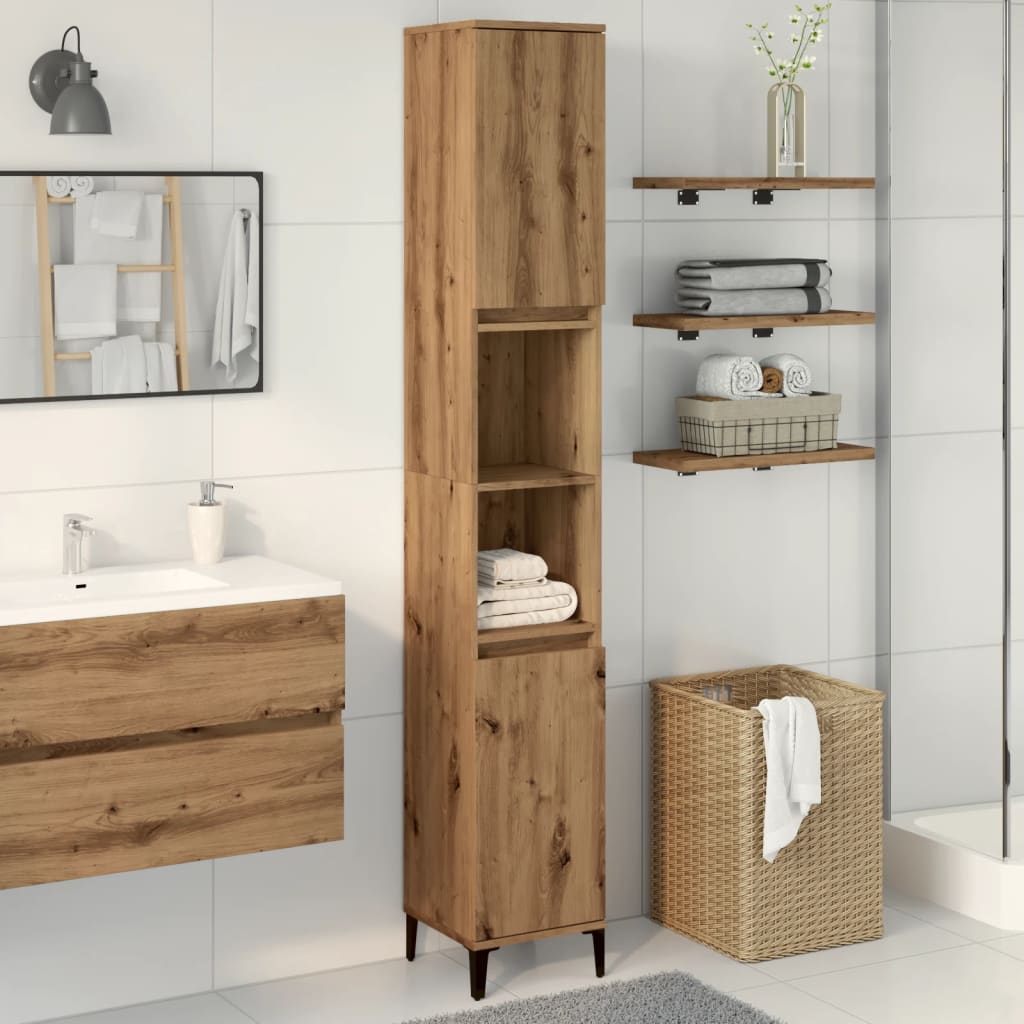 Bathroom Cabinet Artisan Oak 30x30x190 cm Engineered Wood