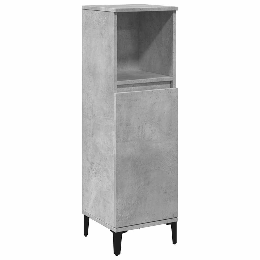 Concrete Grey Bathroom Storage Cabinet in Engineered Wood - Bend