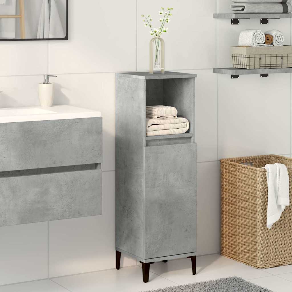 Concrete Grey Bathroom Storage Cabinet in Engineered Wood - Bend