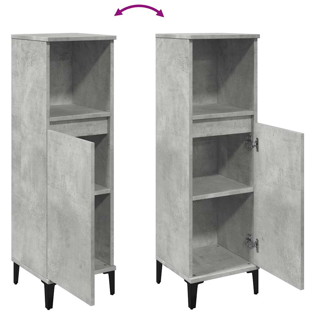 Concrete Grey Bathroom Storage Cabinet in Engineered Wood - Bend