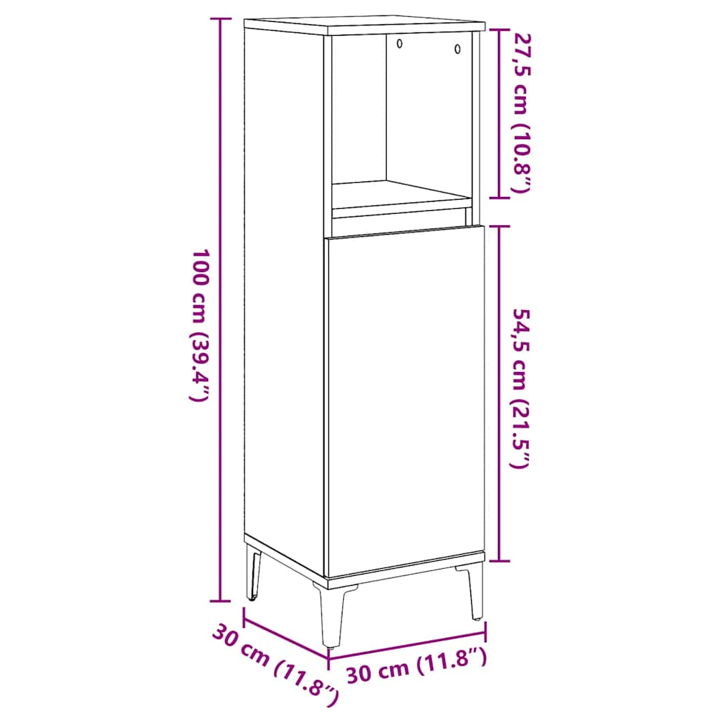 Concrete Grey Bathroom Storage Cabinet in Engineered Wood - Bend