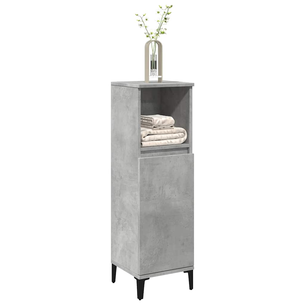 Concrete Grey Bathroom Storage Cabinet in Engineered Wood - Bend