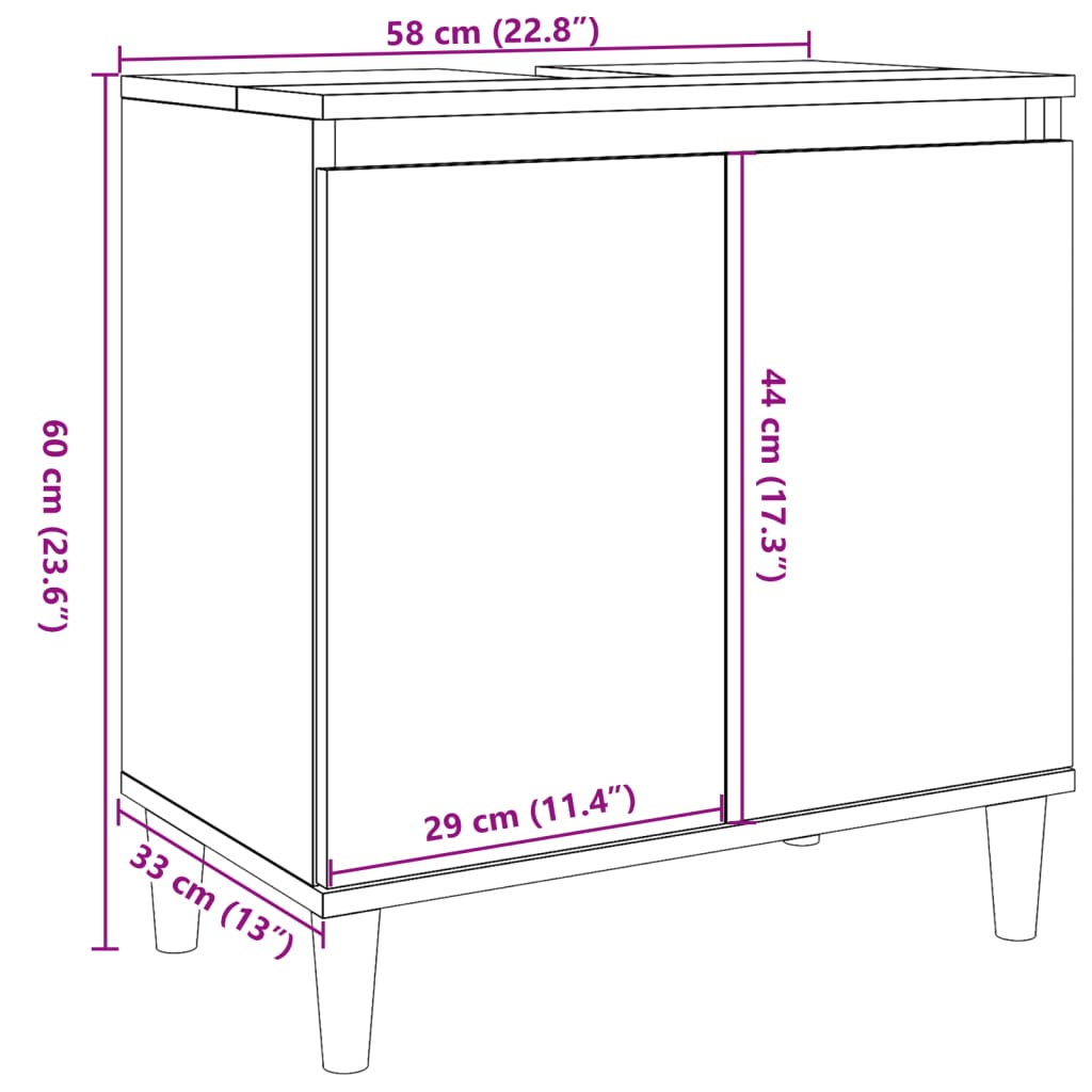 Sink Cabinet Concrete Grey 58x33x60 cm Engineered Wood - Bend