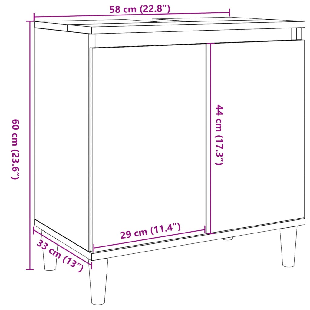 Sink Cabinet Artisan Oak 58x33x60 cm Engineered Wood - Bend