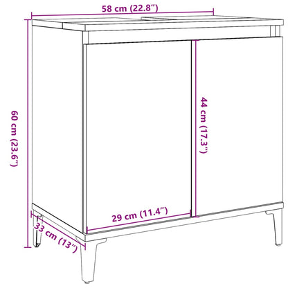 Sink Cabinet Old Wood 58x33x60 cm Engineered Wood - Bend