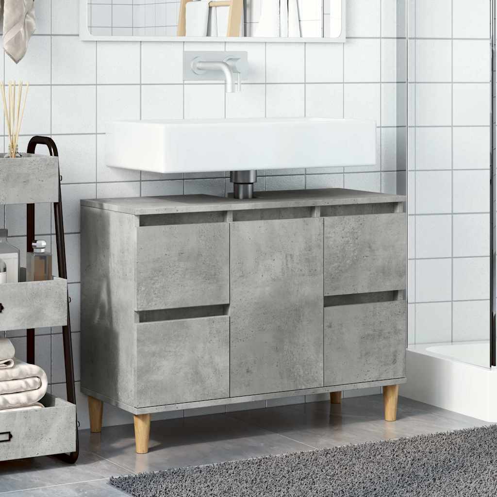 Sink Cabinet Concrete Grey 80x33x60 cm Engineered Wood - Bend