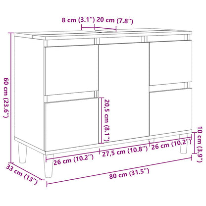 Sink Cabinet Old Wood 80x33x60 cm Engineered Wood - Bend