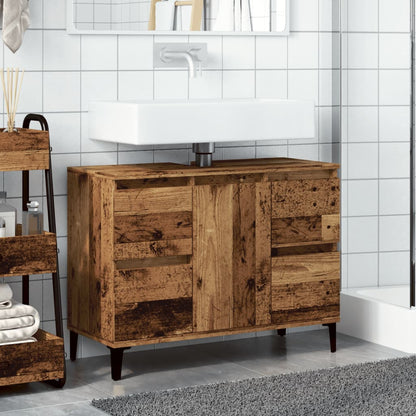 Sink Cabinet Old Wood 80x33x60 cm Engineered Wood