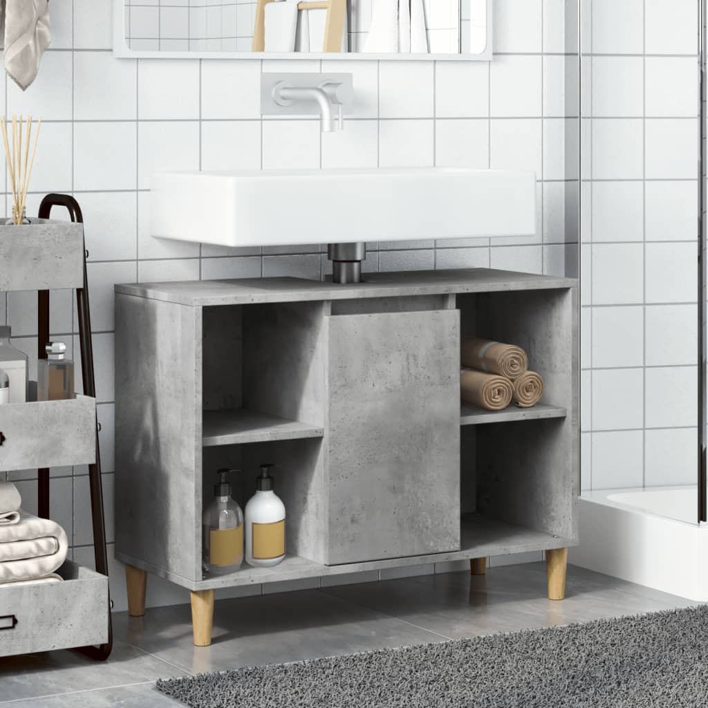 Bathroom Cabinet Concrete Grey 80x33x60 cm Engineered Wood - Bend