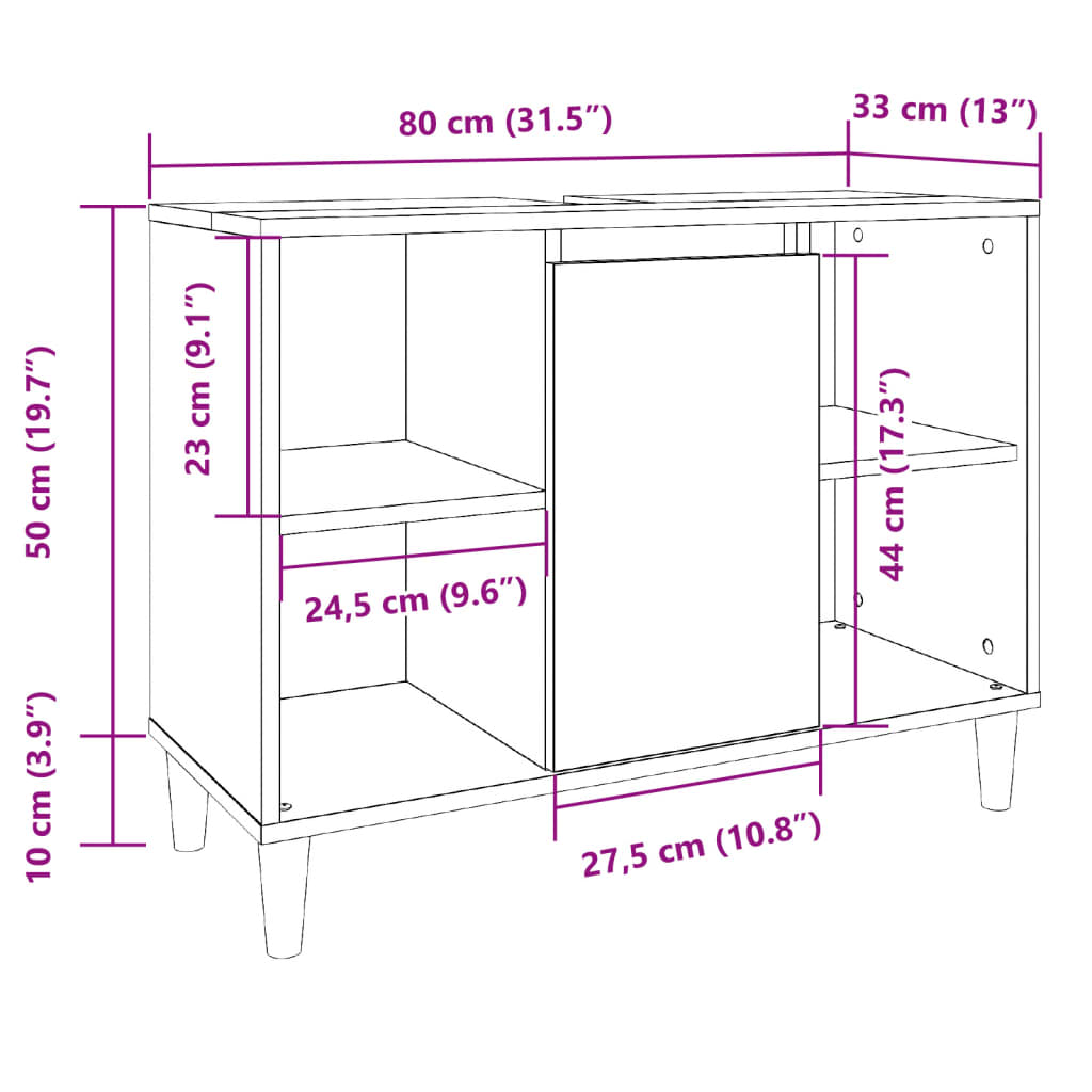 Bathroom Cabinet Concrete Grey 80x33x60 cm Engineered Wood - Bend