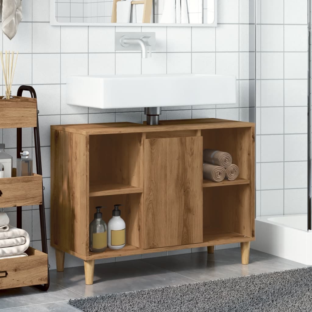 Artisian Oak Bathroom Storage Cabinet in Engineered Wood - Bend