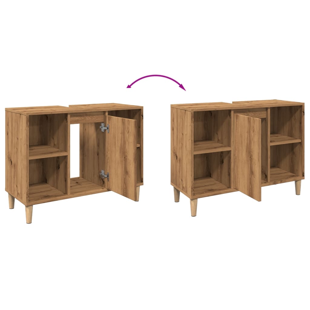 Artisian Oak Bathroom Storage Cabinet in Engineered Wood - Bend