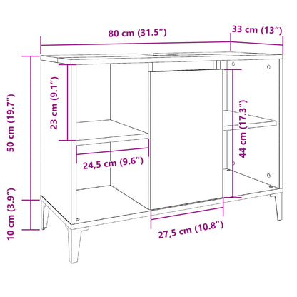 Sink Cabinet Artisan Oak 80x33x60 cm Engineered Wood - Bend