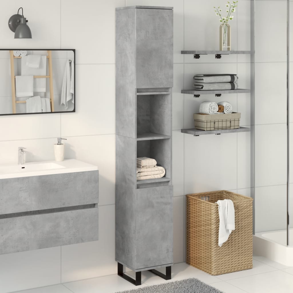 Bathroom Cabinet Concrete Grey 30x30x190 cm Engineered Wood - Bend