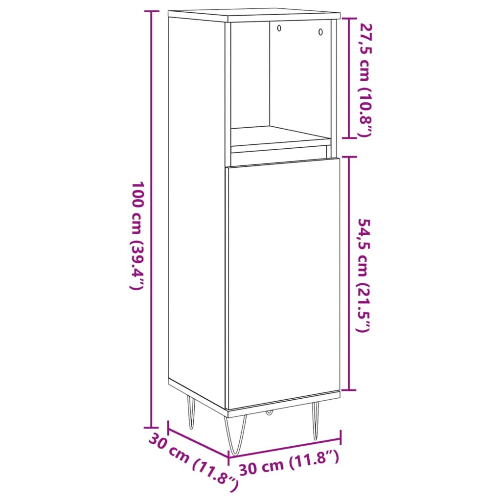 Bathroom Cabinet Artisan Oak 30x30x100 cm Engineered Wood