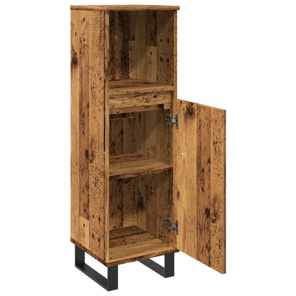 Bathroom Cabinet Old Wood 30x30x100 cm Engineered Wood - Bend